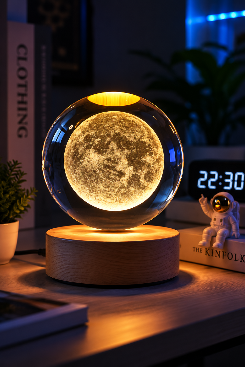 Lampara Luna Llena 3d Flotante
